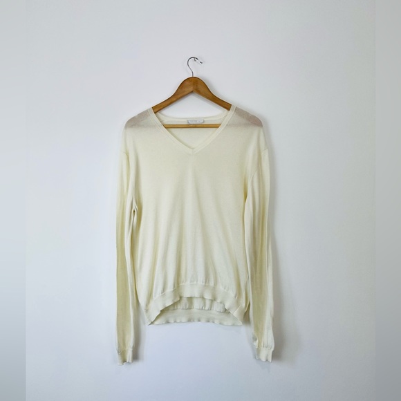 Prada Other - Prada Cream 100% Cotton Fine Knit V Neckline Classic Pullover Jumper UK L